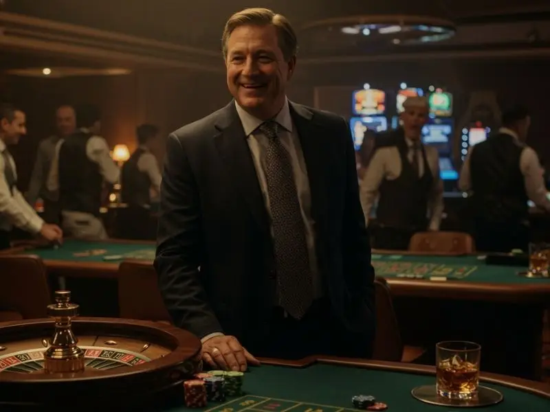 Roulette player smiling while enjoying Viva Max casino.