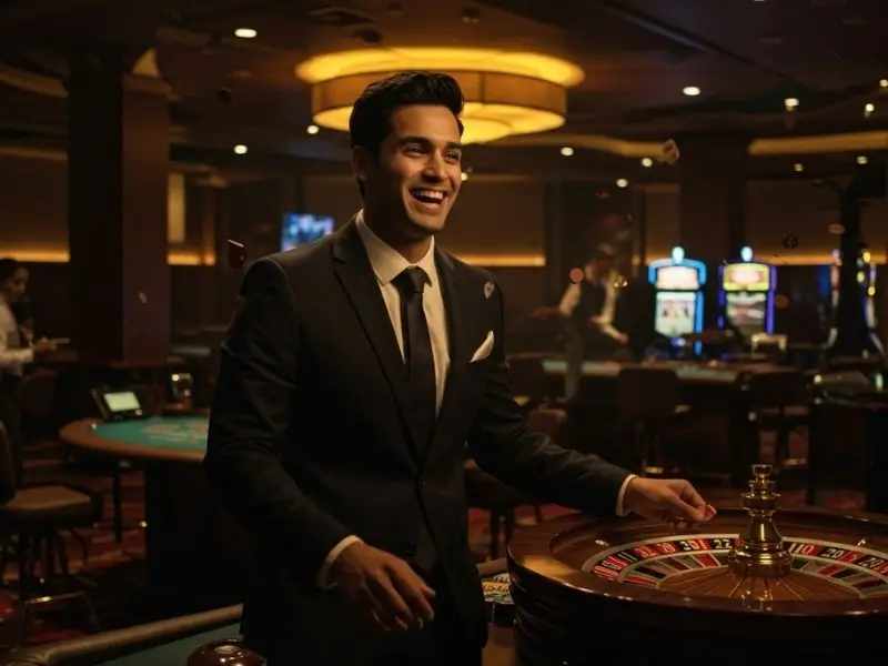 Vivamax Philippines smiling player placing a bet on roulette table.