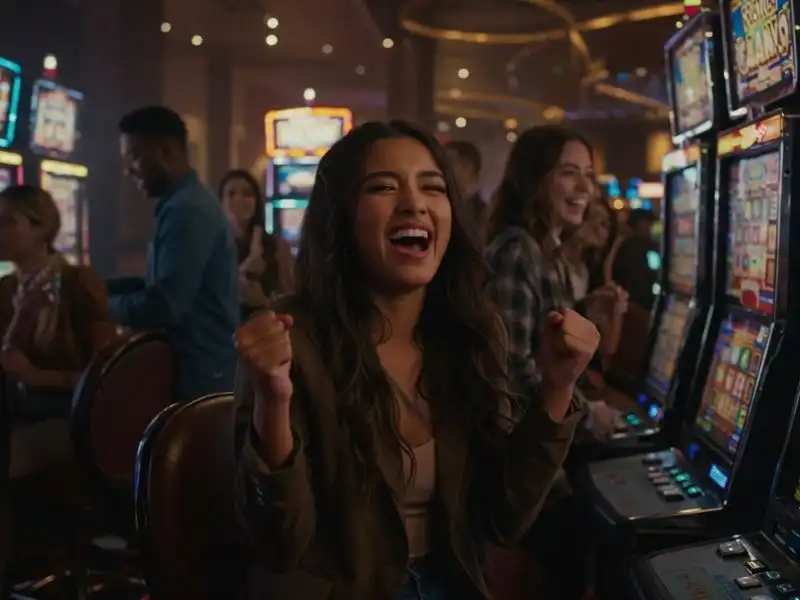 Vivamaxmovies slot machine player thrilled by a big win moment.