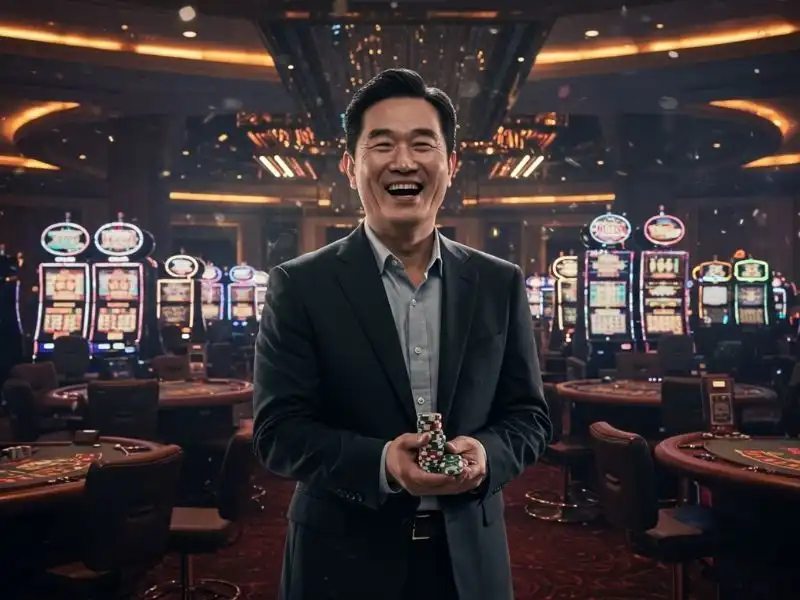 Vivamax actress smiling while playing at a slot machine.