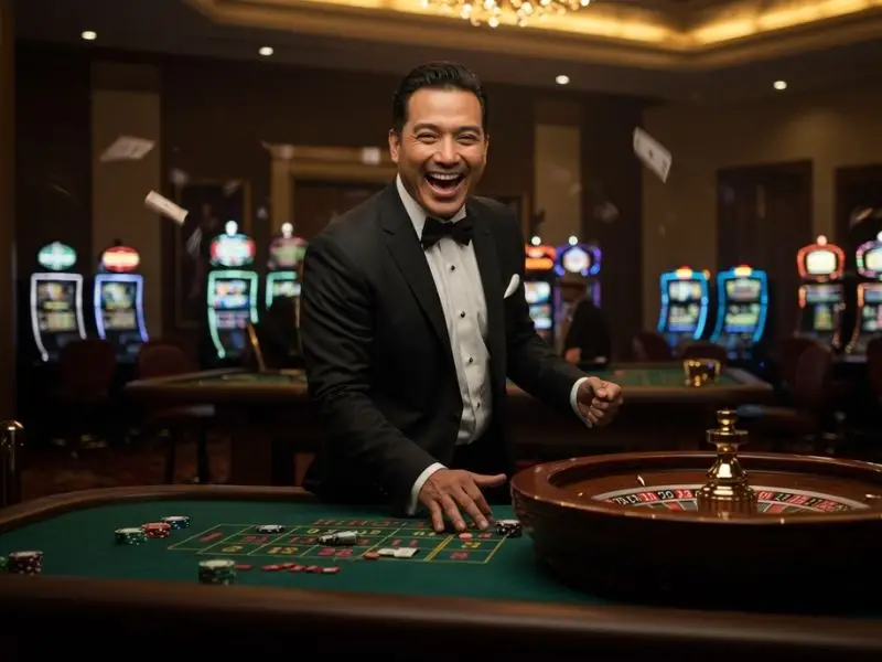 Vivamax Joyful moment of roulette ball dropping winning number.