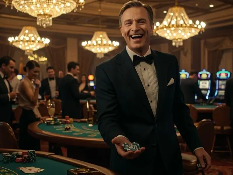 VMX 2024 calm and smiling player enjoying live casino atmosphere.