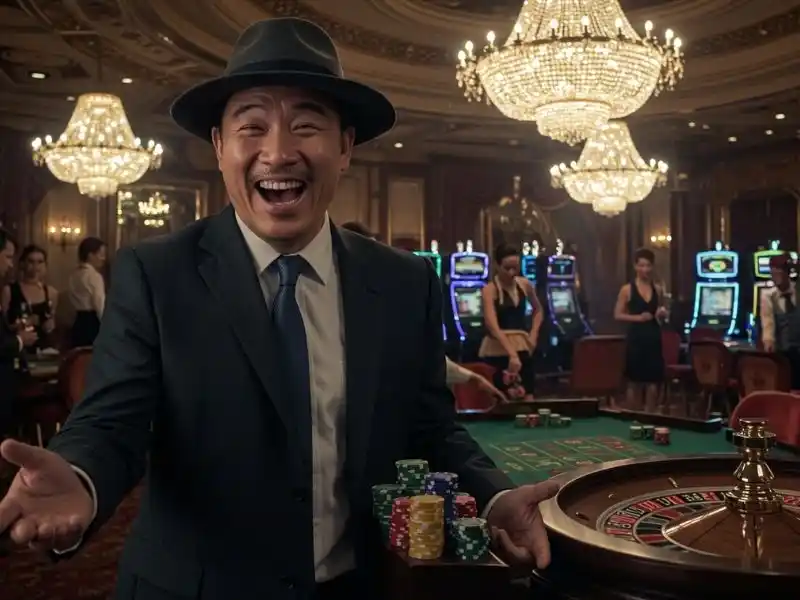 VMX 2024 roulette table, hand reaching for chips with joyful energy.