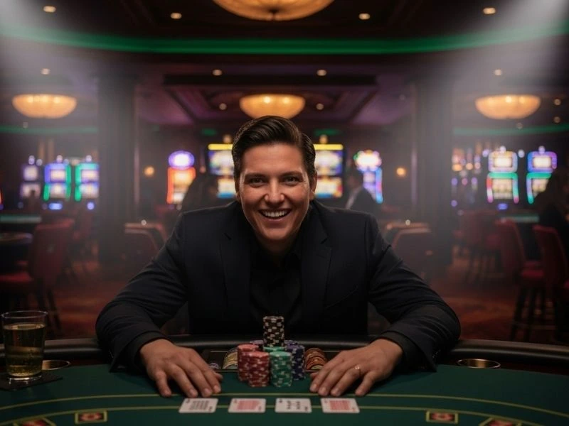 Vivamax Wn Smiling Poker Gambler With Chips confident play