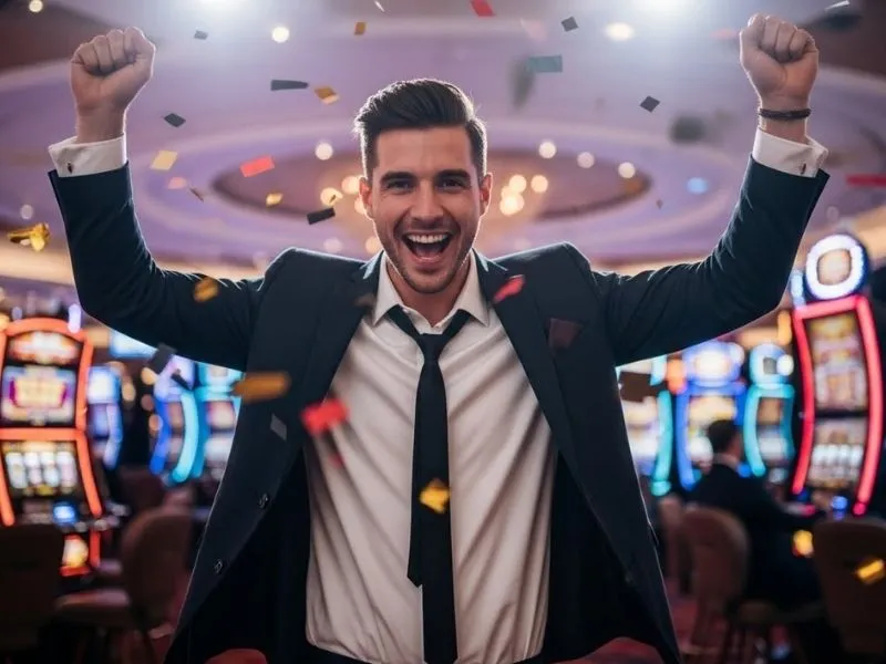 Casino jackpot celebration scene connected to casino bonus Philippines