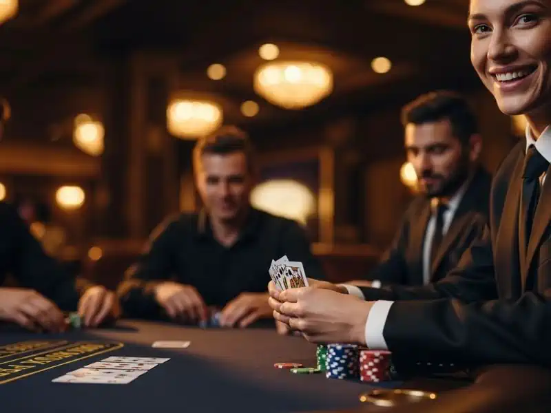 Online Casino Davao Smiling Player With Poker Chips Vivamaxwin cheerful moment