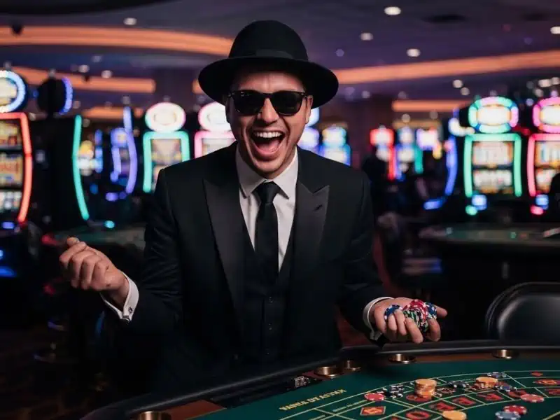 PAGCOR Licensed Casinos Joyful Roulette Winner Holding Chips VMWIN-formerly-known-Vivamaxwin cheerful moment