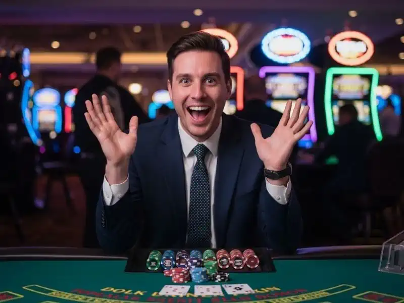 Safe Casino Sites Philippines Smiling Person Holding Chips Vivamaxwin happy moment