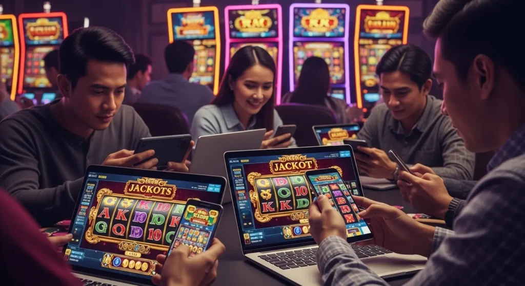 Filipino players enjoying realistic online slot machines on mobile devices, related to X Rated Full Movie entertainment.”