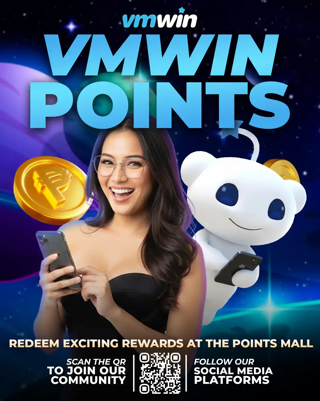 Official website of Vmwin points redeem page showing exciting rewards at Vivamaxwin