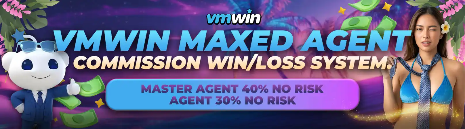 VMWIN commission-based rate system by Vmwin showing agent earnings structure and bonus tiers