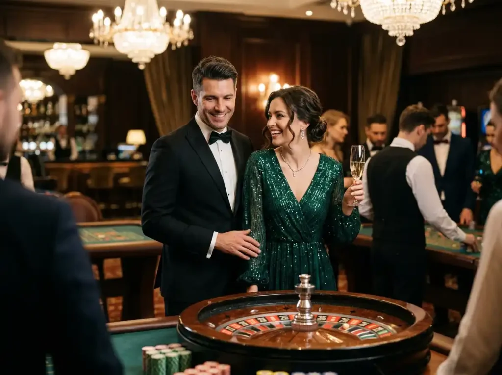 BW777 casino elegant couple enjoying a luxury casino gaming experience at a premium casino venue