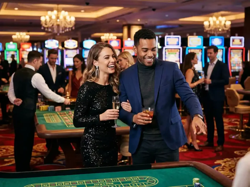 Casino Plus Color Game stylish couple enjoying a casino night experience with table games and entertainment