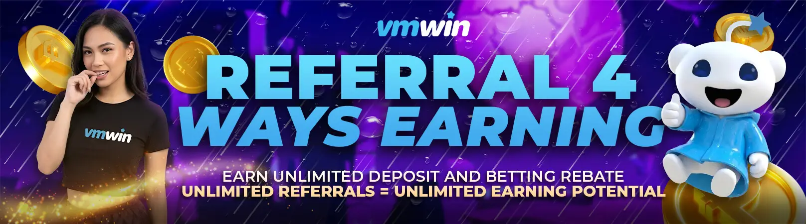 VMWin (Vivamaxwin) promotions showing referral rewards and unlimited ways to earn online