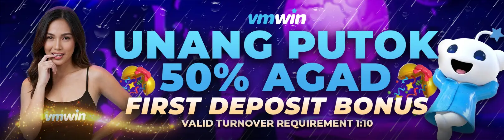 VMWin (Vivamaxwin) promotions for first deposit bonus 50 percent offer for players