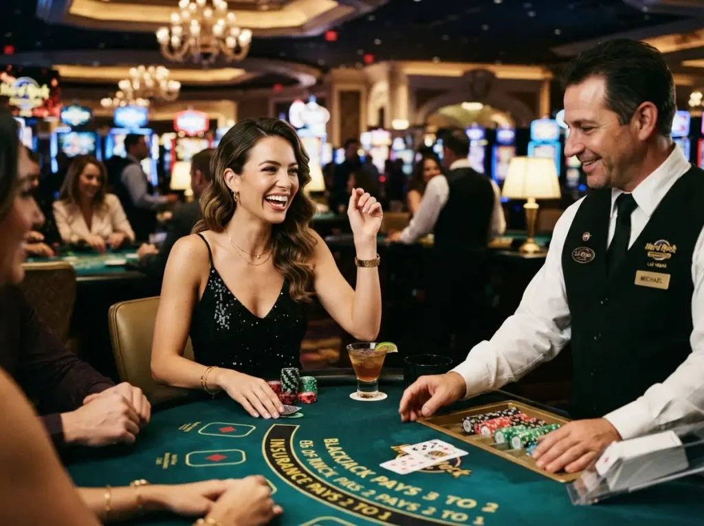 Stylish female player enjoying a luxury casino visit inspired by the Philwin Online Casino App experience